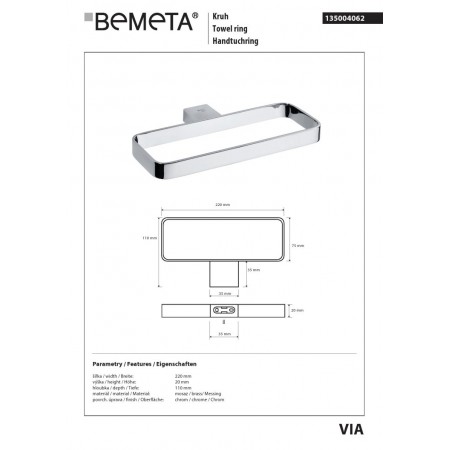 Bemeta VIA Wieszak na ręcznik koło 135004062