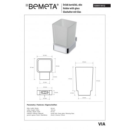 Bemeta VIA szklany pojemnik na szczoteczki 135011012