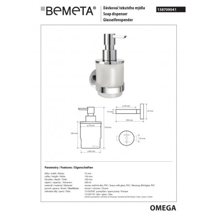 Bemeta OMEGA Dozownik mydła 200 ml 138709041