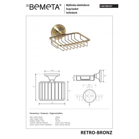 Bemeta RETRO Bronze Mydelniczka 144108167