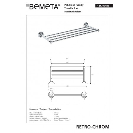 Bemeta RETRO chrom wieszak na ręczniki 144302182$K