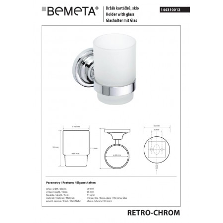 Bemeta RETRO chrom kubek wiszacy 144310012