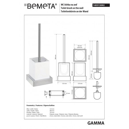 Bemeta GAMMA wisząca szczotka do wc biała 145513092