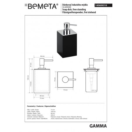 Bemeta GAMMA dozownik do mydła wolnostojący 145609310