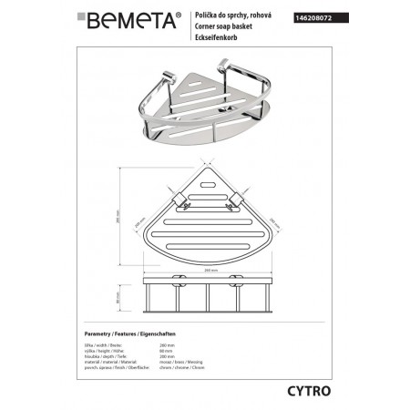 Bemeta CYTRO Półka prysznicowa 200 mm 146208072