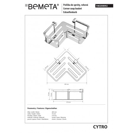 Bemeta CYTRO Półka narożna prysznicowa 146208092