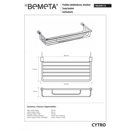 Bemeta CYTRO Półka prysznicowa 300 mm 146208112