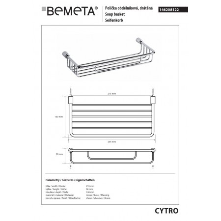 Bemeta CYTRO Półka prysznicowa niska 210 mm 146208122