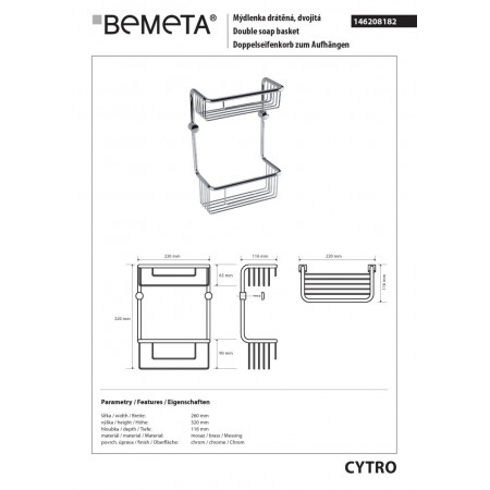 Bemeta CYTRO Podwójna półka prysznicowa 146208182