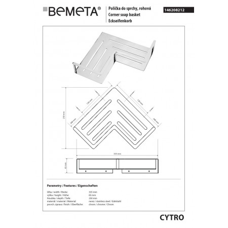 Bemeta CYTRO Narożna półka prysznicowa 146208212