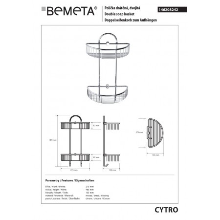 Bemeta CYTRO Podwójna półka prysznicowa 146208242