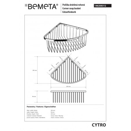 Bemeta CYTRO Półka prysznicowa narożna 146208312