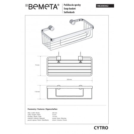 Bemeta CYTRO Półka prysznicowa 250 mm 146208362