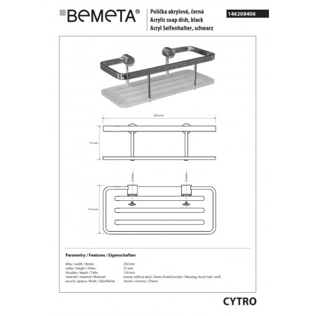 Bemeta CYTRO Akrylowa biała półka 146208406