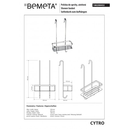 Bemeta CYTRO Wisząca półka prysznicowa 146208432