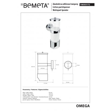 Bemeta OMEGA Pojemnik na płatki kosmetyczne 146503172