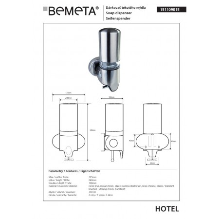 Bemeta Dozownik mydła 350 ml stal nierdzewna 151109015