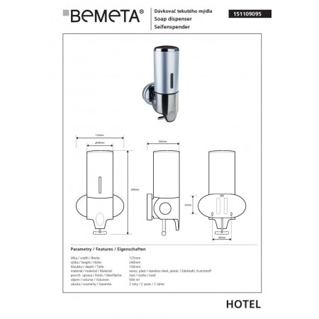 Bemeta Dozownik mydła 500 ml plastikowy 151109095