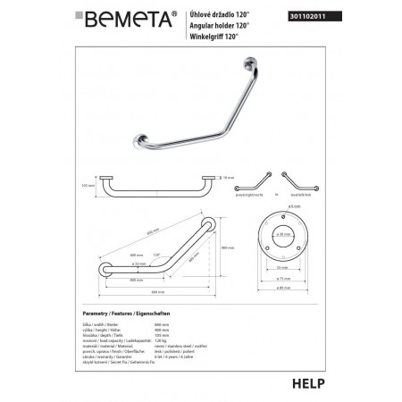 Bemeta HELP Uchwyt kątowy stal nierdzewna 301102011$K