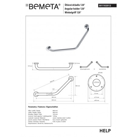 Bemeta HELP Uchwyt kątowy matowy 301102012$K