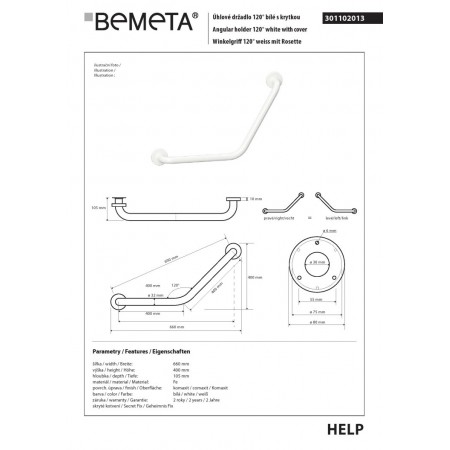 Bemeta HELP Uchwyt kątowy biały 301102013$K