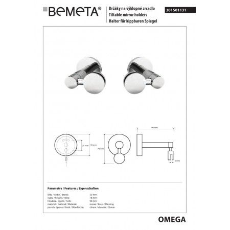 Bemeta OMEGA Składane uchwyty lusterek (para) 301501131