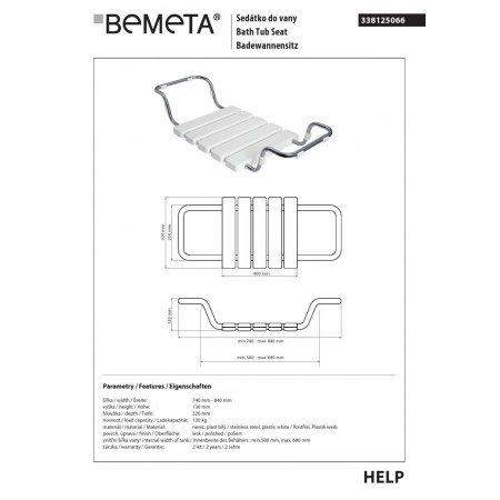 Bemeta HELP Siedzisko kąpielowe 338125066$K