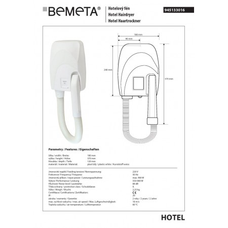 Bemeta Suszarka hotelowa 945133016