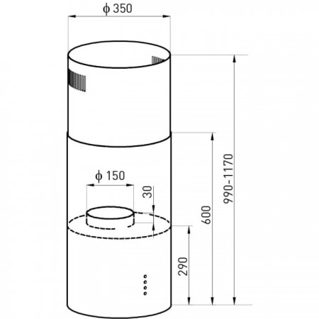 Novoterm Okap kuchenny wyspowy Shadow 35 czarny$