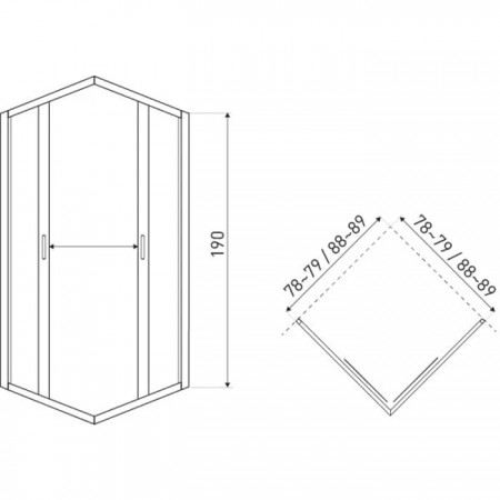 Novoterm Kabina prysznicowa Tiara SQUARE 80 bez brodzika$