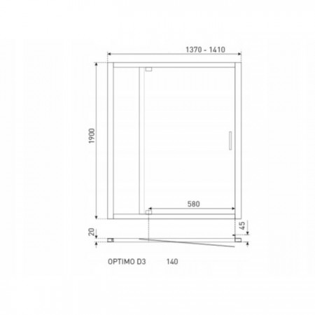 Novoterm Drzwi prysznicowe 140 Optimo D3 mleczne pasy$