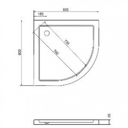 Novoterm Brodzik uniwersalny półokrągły ARON 80/5,5cm$