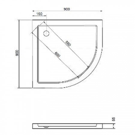 Novoterm Brodzik uniwersalny półokrągły ARON 90/5,5cm$