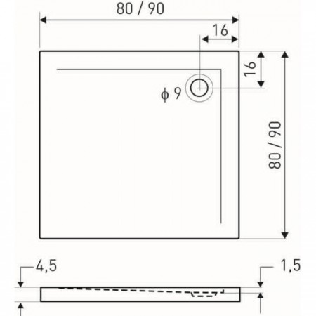 Novoterm Brodzik Cezar 90 czarny struktura kamienia$