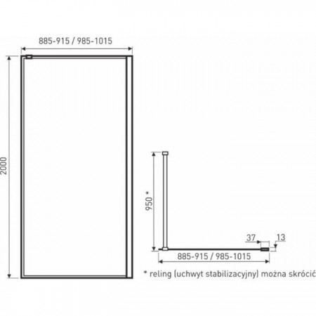 Novoterm Ścianka prysznicowa Techno 90 Kabina Walk-In$