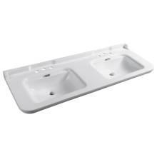 Kerasan WALDORF umywalka ceramiczna podwójna 150x55cm z 3 otworami na baterię biały 4143K1-3