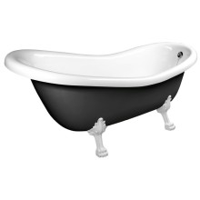 Polysan RETRO wanna wolnostojąca 147x69.5x67.5cm nogi białe czarno/biała (RAL9005) 85346