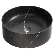 Blok kamienna umywalka nablatowa średnica 40cm czarny mat Marquin 2401-52 Sapho