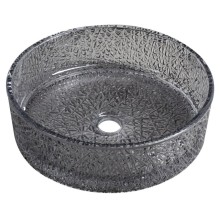 ERSEL grawerowana szklana umywalka nablatowa średnica 395cm czarny TY323B Sapho