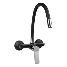 SINTRA bateria ścienna 3/4” z elastyczną wylewką czarny/chrom SX013-70 Aqualine