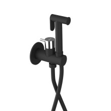 ULTRAMIX bateria podtynkowa do bidetu z prysznicem Stop okrągły czarny mat/chrom UT013BC Sapho