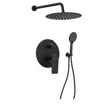 KAI zestaw prysznicowy podtynkowy z baterią podtynkową obrotowy przełącznik 2 wyjścia czarny mat KA43/15-03 Sapho