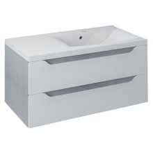 Sapho WAVE szafka umywalkowa 90x45x48cm prawa biała/dąb srebrny WA093-3011