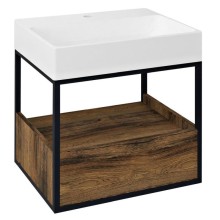 Sapho SKARA szafka pod umywalkę 59x49.5x46.5cm czarny mat/dąb Collingwood CG002-1919
