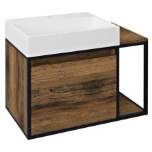 Sapho SKARA szafka pod umywalkę 80x49.5x46.5cm czarny mat/dąb Collingwood CG003-1919