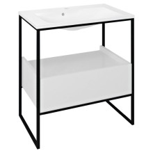 Sapho SKA konsola pod umywalkę z szufladą 750x850x460mm czarny mat/biały połysk SKA602