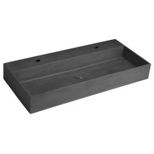 Sapho QUADRADO umywalka betonowa z odpływem 96x44cm 2 otwory czarny granit AR473