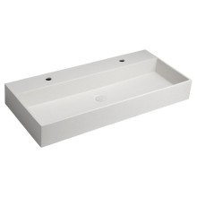 Sapho QUADRADO umywalka betonowa z odpływem 96x44cm 2 otwory biały piaskowiec AR475