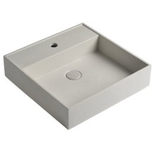 Sapho QUADRADO umywalka betonowa z odpływem 46x46cm biały piaskowiec AR469