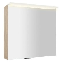 Sapho LINEX szafka z lustremoświetlenie LED 80x70x15cm wiąz Bardini LX080-0013